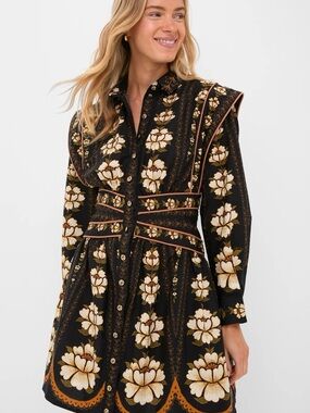 farm rio black embroidered flowers topstitching long sleeve mini dress | Dresses | Farm Rio Midi Color Red Sizem New 44539: Mikado A-Line Gown Mother of the Bride Dress Waist Size:85- 97 cm sleeve mini dress